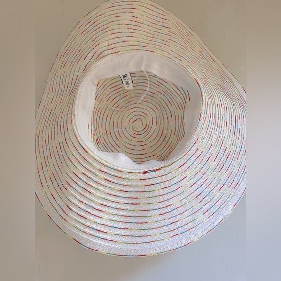 NWT BP. Nordstrom Floppy Straw Sun Hat White Rainbow - Picture 4 of 5